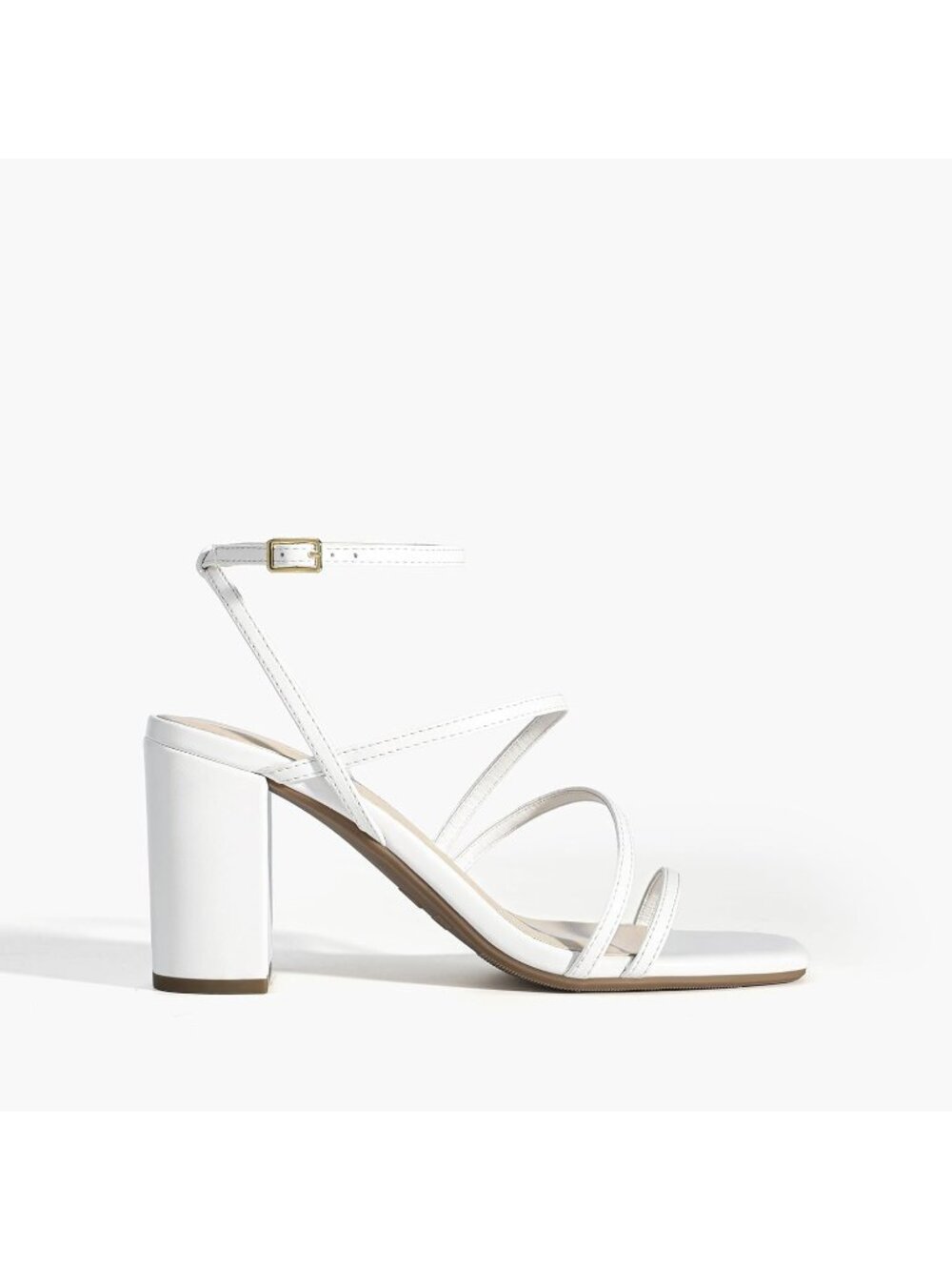 DREAM PAIRS Women's White High Heels Chunky Block Strappy Square Open Toe Ankle - Picture 4 of 6